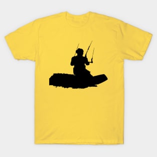 Kitesurfer Surfing A Wave Artistic Black Silhouette T-Shirt